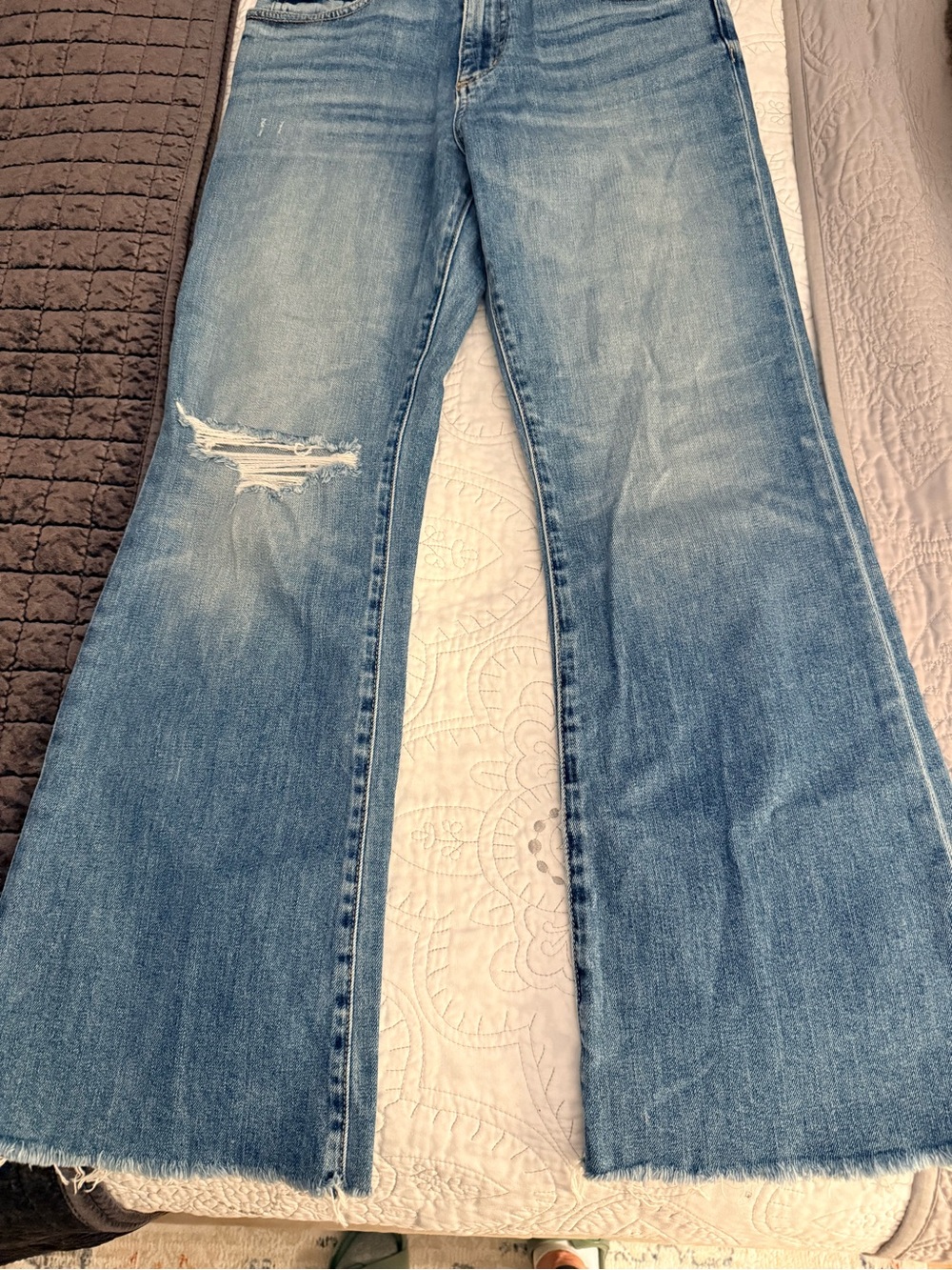 ASKK NY Light Blue Distressed Wide-Leg Jeans